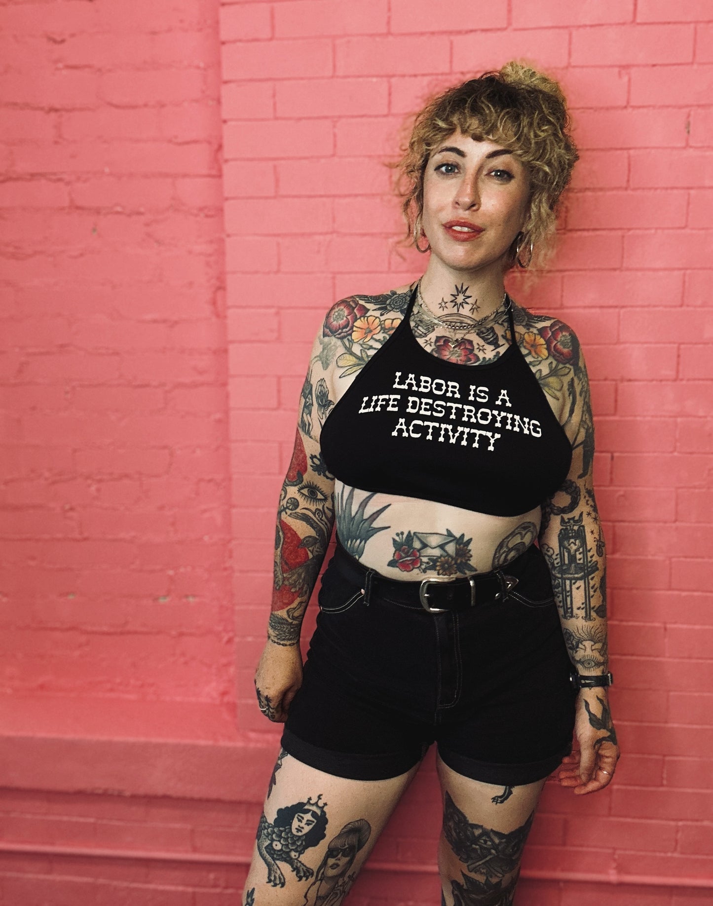 Labor is a Life Destroying Activity Halter Crop Top