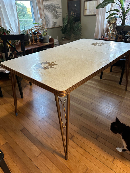 PICK UP ONLY Vintage White and Gold Star Formica Table