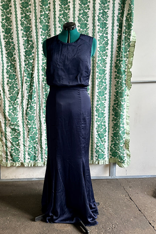 Fame & Partners Navy Satin Gown 8