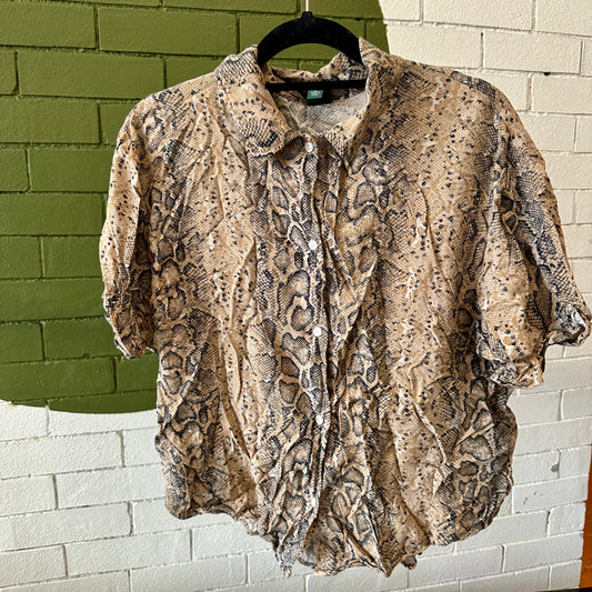 Cropped Snakeskin Print Blouse XS