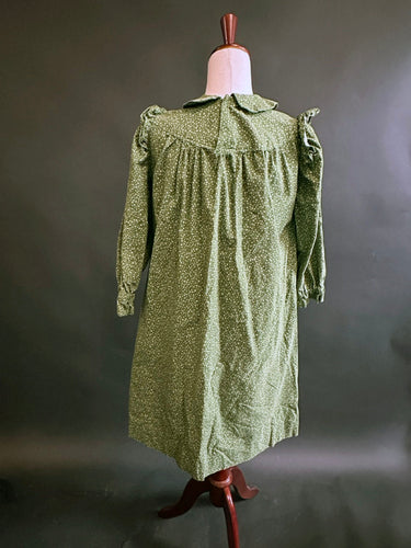 Vintage Green Floral 1970s Prairie Mini Dress
